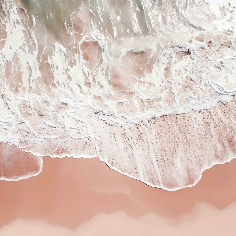 Aerial view of clear turquoise sea Aerial view of sandy beach and ocean with waves Generative AI photo