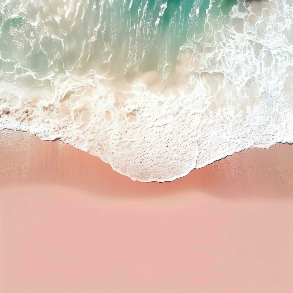 Aerial view of clear turquoise sea Aerial view of sandy beach and ocean with waves Generative AI photo