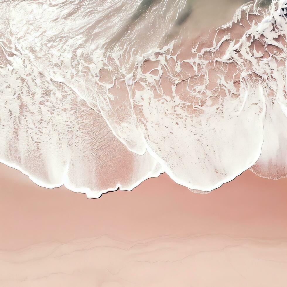 Aerial view of clear turquoise sea Aerial view of sandy beach and ocean with waves Generative AI photo
