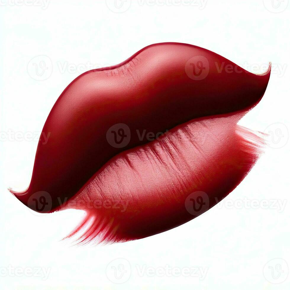 Close-up of sexy caucasian woman with perfect lips with red lipstick isolated on a transparent background. Generative AI photo
