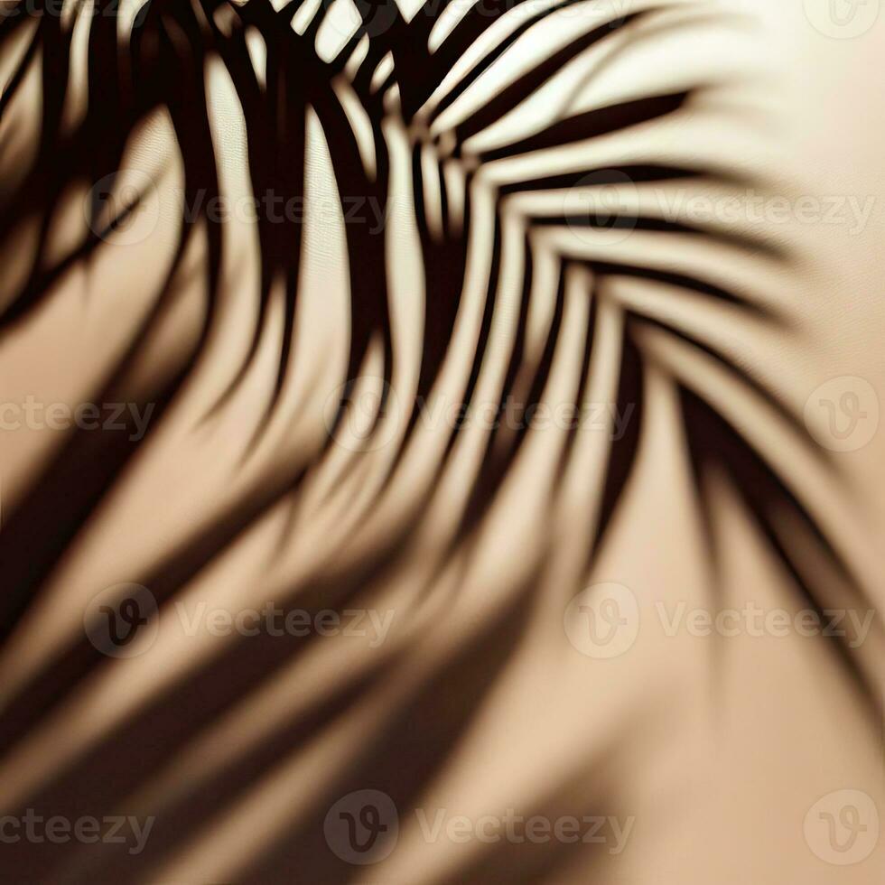 Beautiful abstract banner with green palm leaves shadow beige on a white background. Natural leaf concept. Green natural background. Palm tree leaf texture. Summer concept. Abstract Generative AI photo