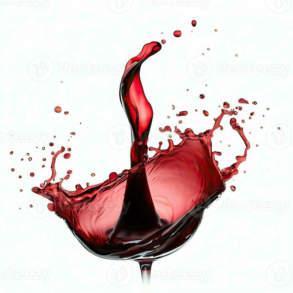 red wine splash isolated on white Generative AI photo