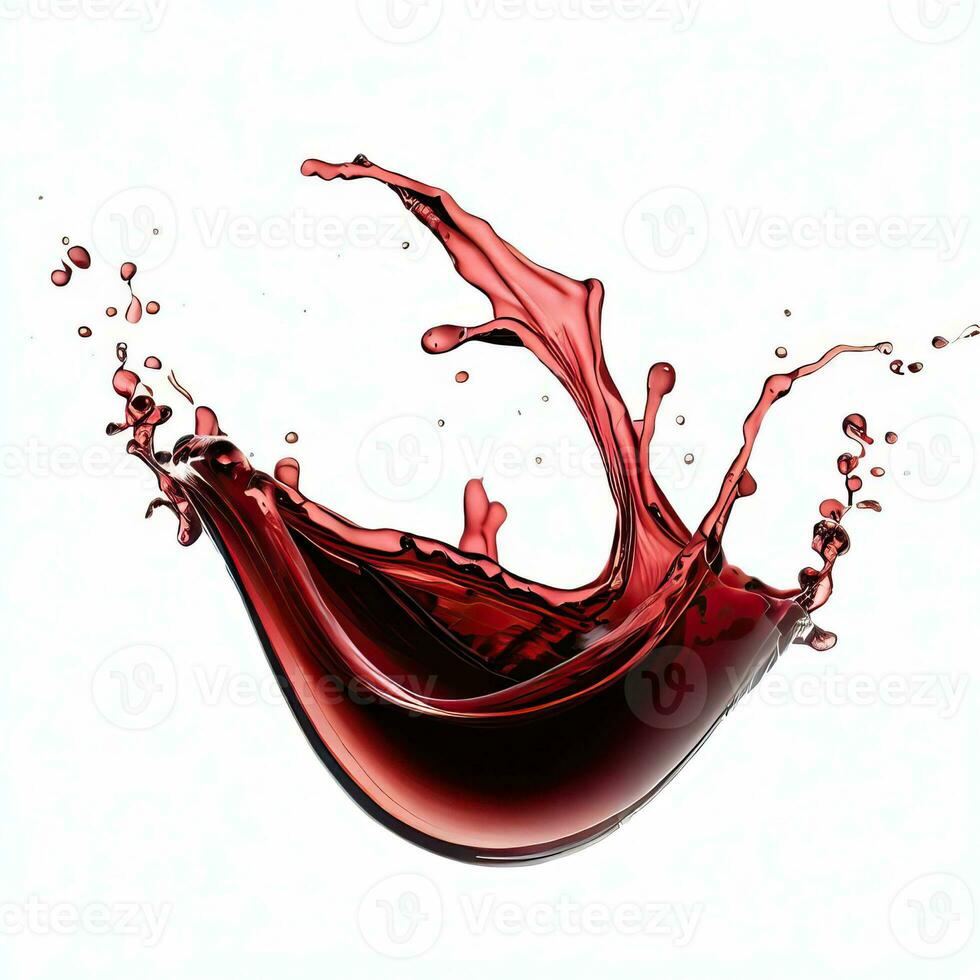 red wine splash isolated on white Generative AI photo