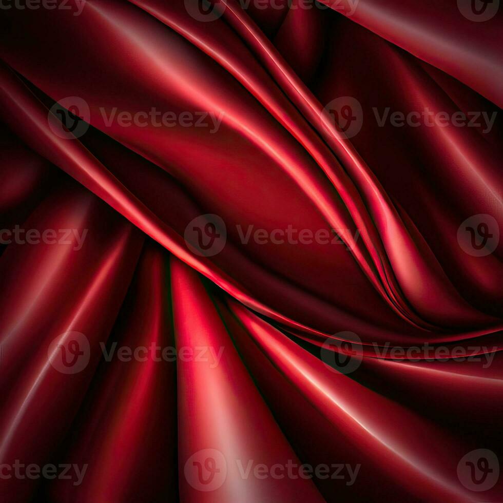 Red silk abstract background luxury cloth or liquid wave or wavy folds of grunge silk texture satin velvet material or luxurious Christmas background or elegant wallpaper design, Generative AI photo