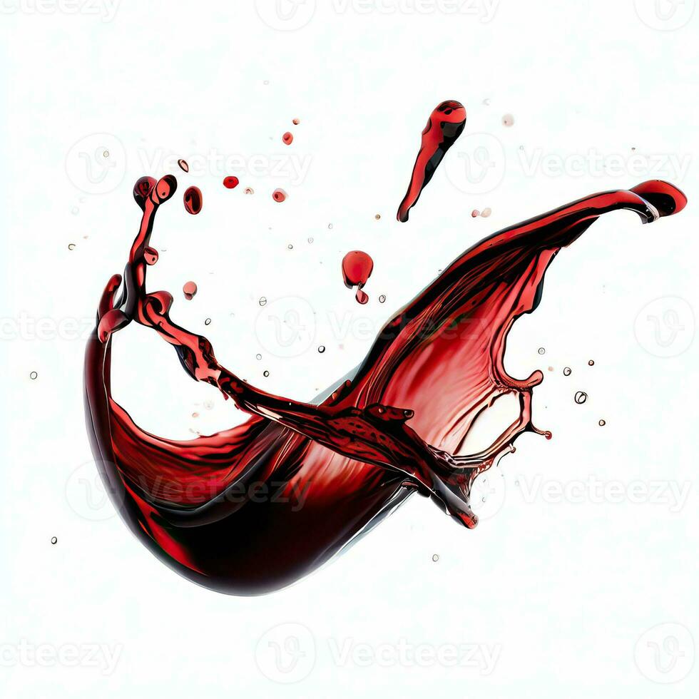 red wine splash isolated on white Generative AI photo