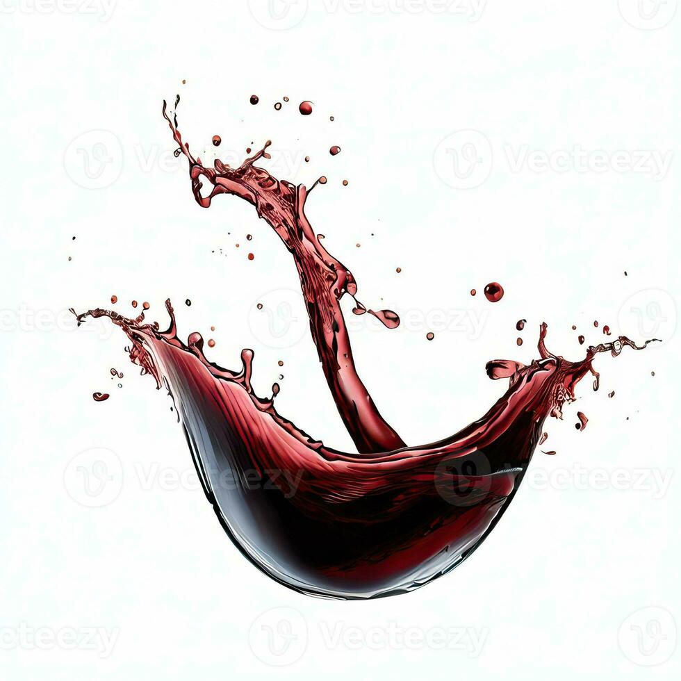 red wine splash isolated on white Generative AI photo