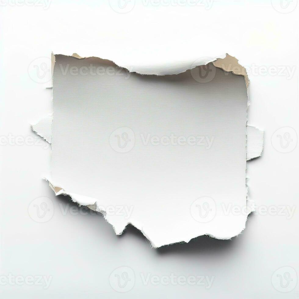Torn paper isolated on white background.. Generative AI photo