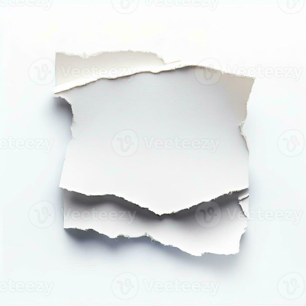 piece of white paper tear isolated on a white background  isolated on a white background, Copy space . Generative AI photo