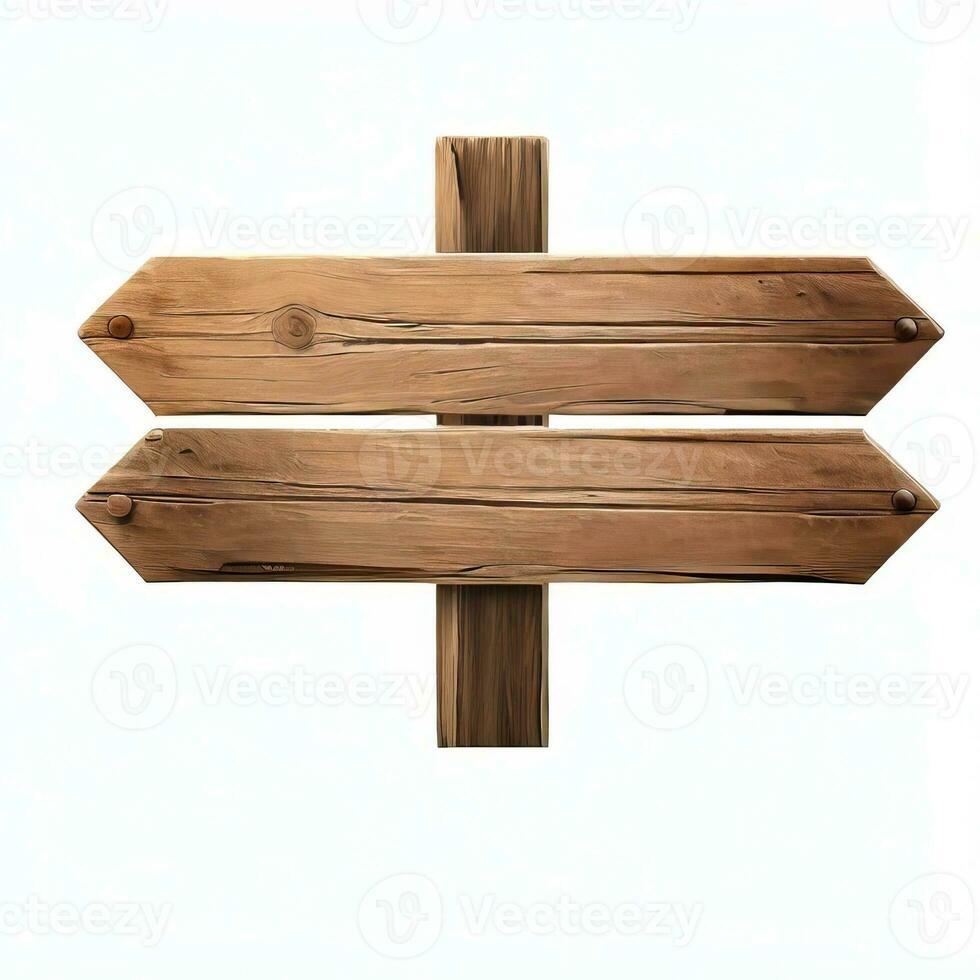 Old Wooden sign isolated on white background with clipping path included. Generative AI photo