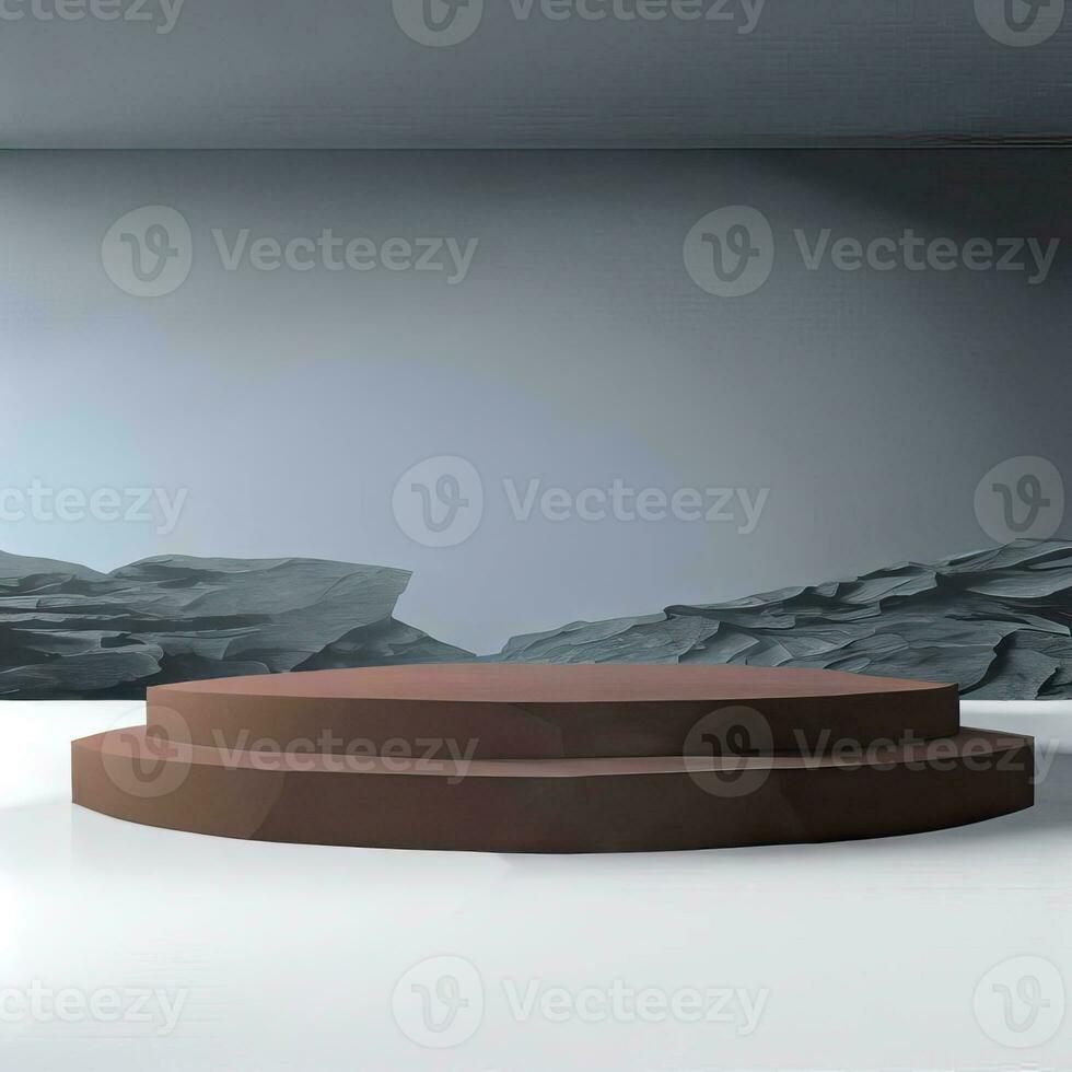 a modern minimal underground empty stage, circle black futuristic podium product display, 3d rendering, 32k, great detail, high quality. Generative AI photo
