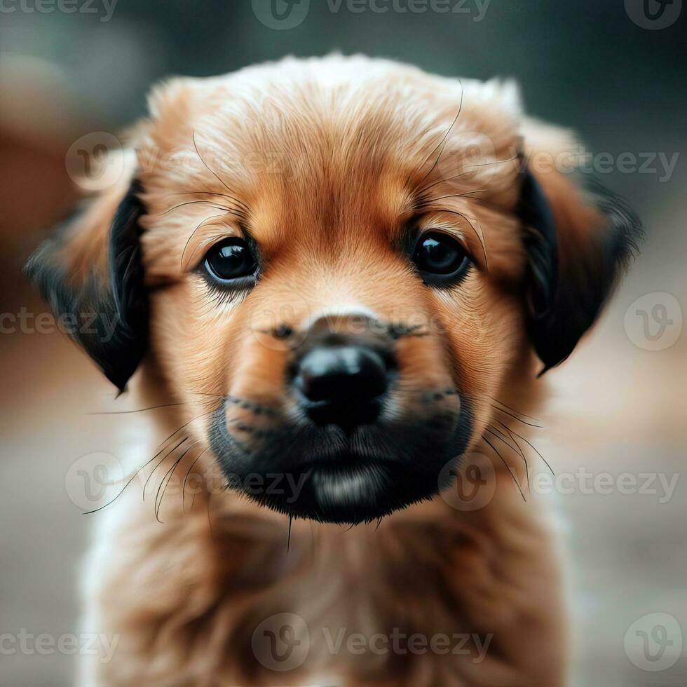 a brown puppy with a black nose and a black nose Generative AI photo