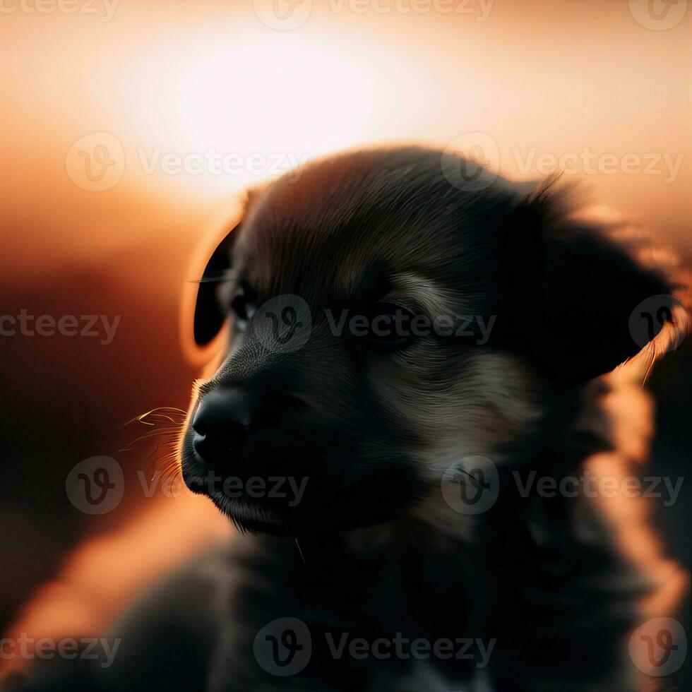 animal, dog breed, pet, puppy German shepherd in dark studio. Generative AI photo