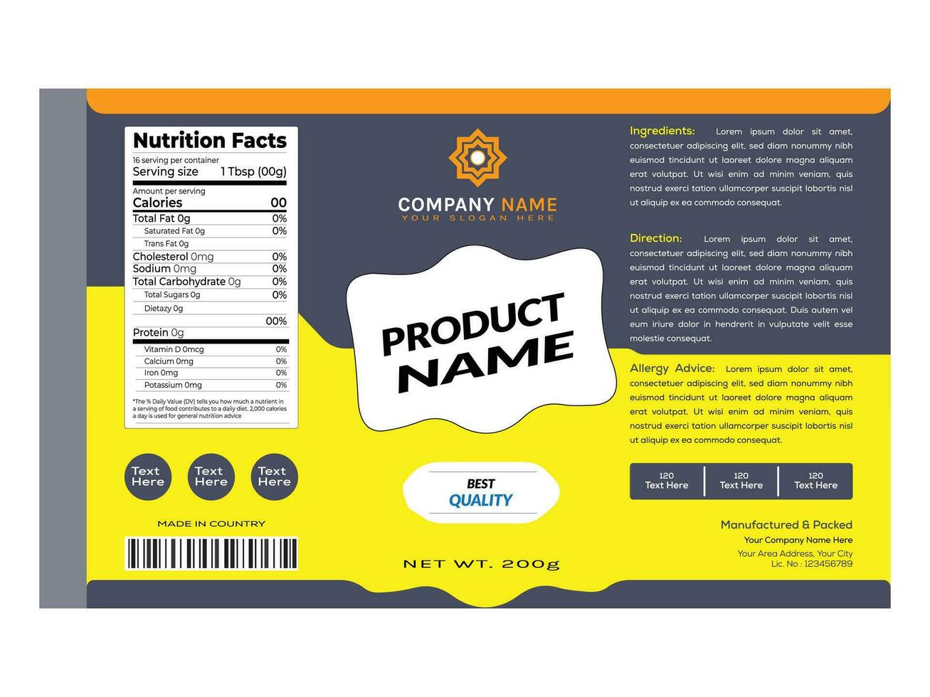 Vector illustration premium quality product packaging label template