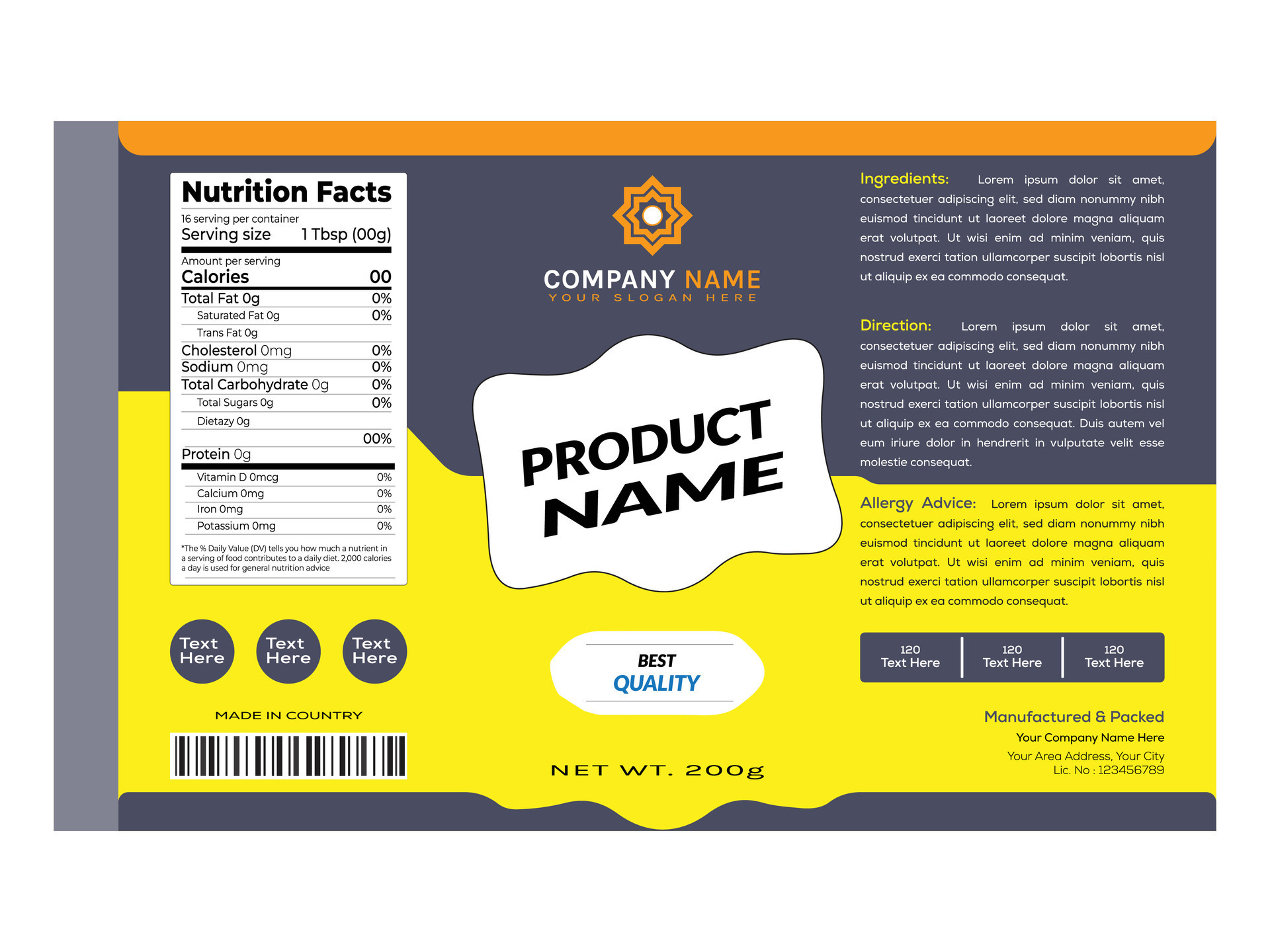 Vector illustration premium quality product packaging label template Vector illustration premium quality product packaging label template