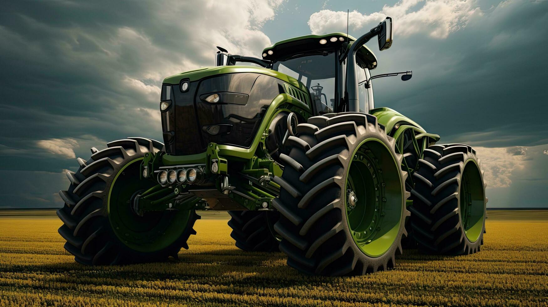 Agricultural tractor isolated on background. 3D rendering - futuristic tractor illustration. photo