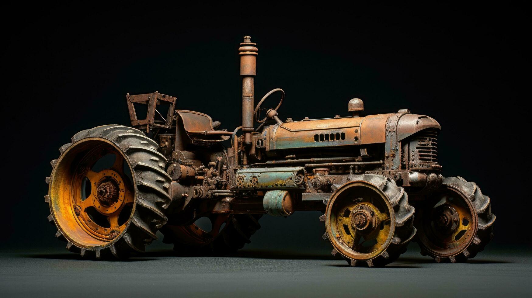 Close-up of an old tractor or tractor Farm photo