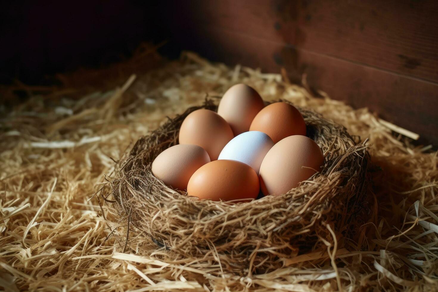 agricultura, pollo huevos, granja en el campo foto