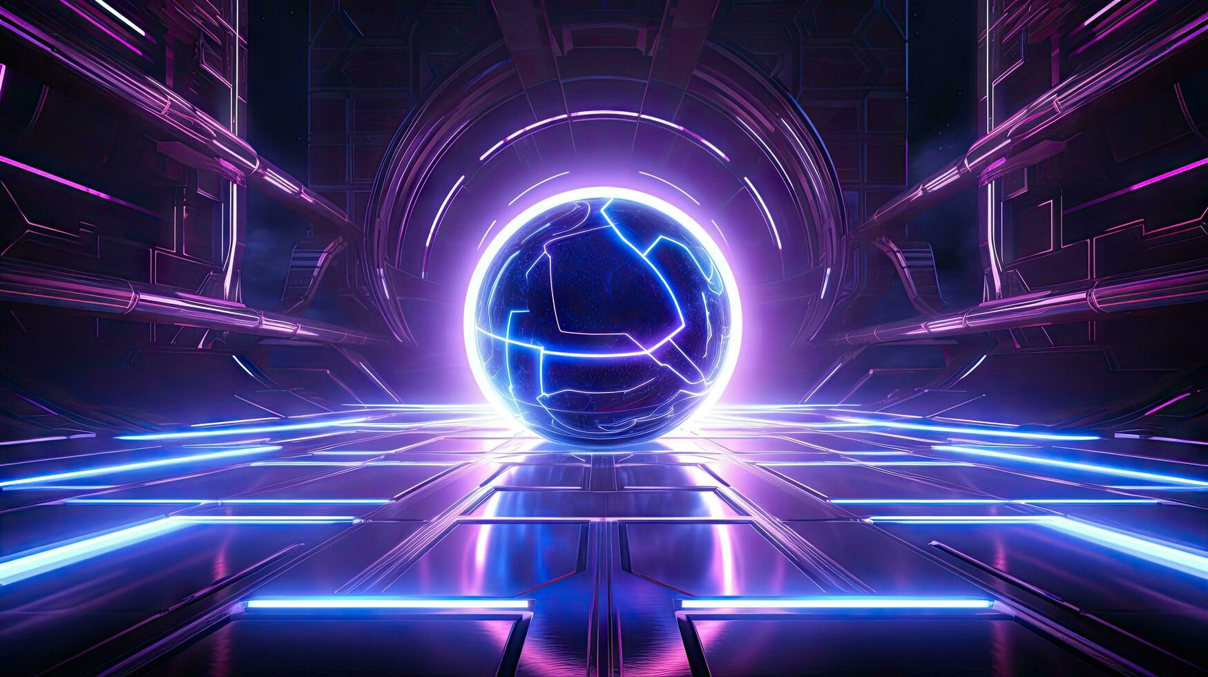 Stars, planets, fantasy landscapes of the future. Futuristic space sci-fi abstract background Sci-fi landscape with planets, neon lights, cool planets, 3D render. photo