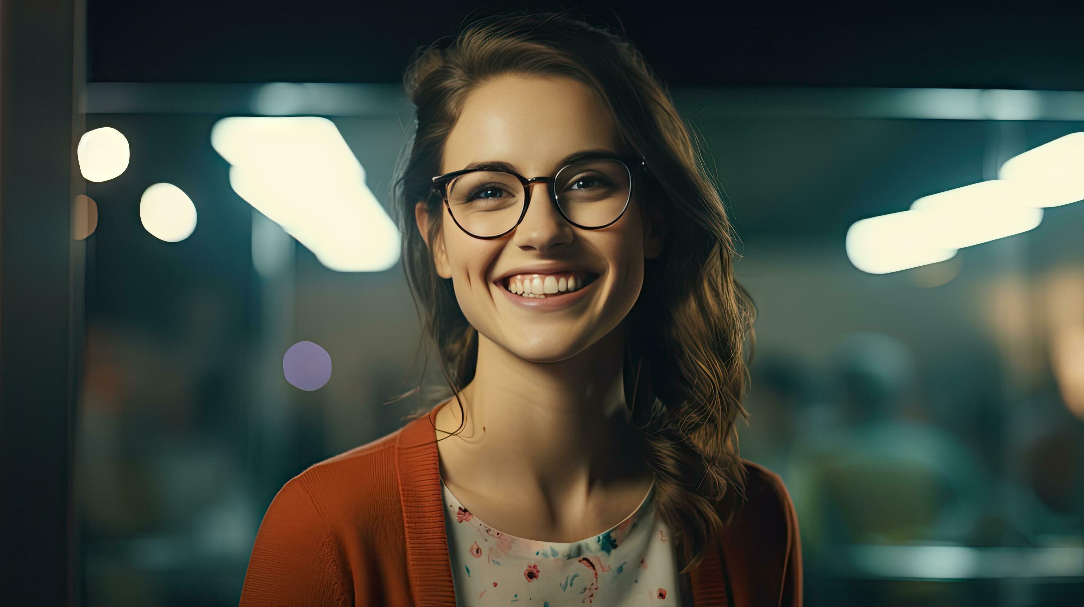 Close Up Of A Pretty Woman Wearing Glasses Stock Photo - Download Image Now  - 2015, Adult, Beautiful People - iStock