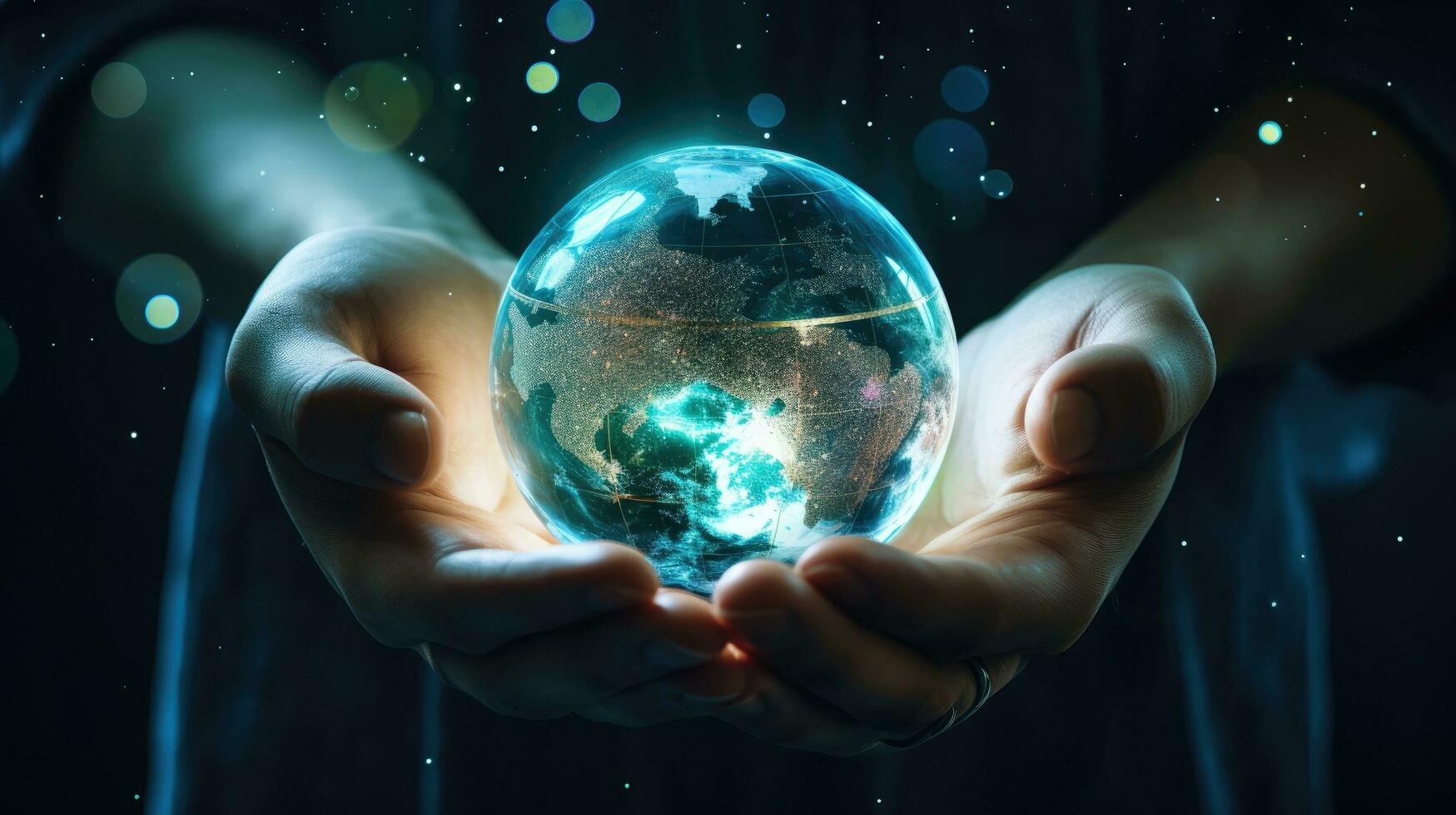Concept of future global communication network, online connection. photo