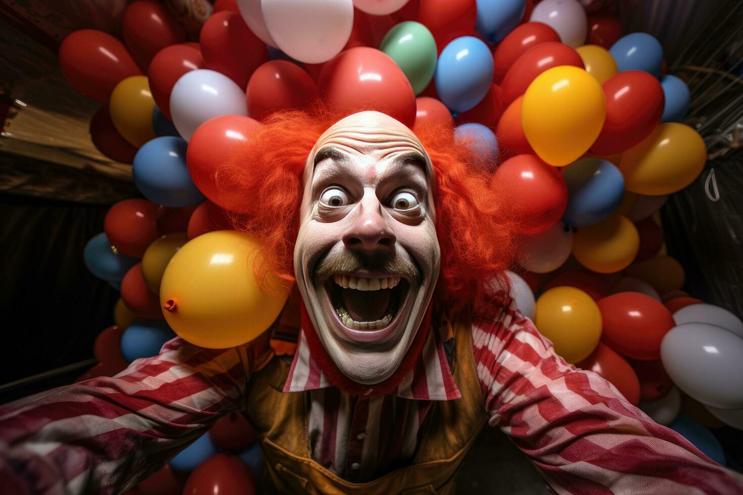 colorful clown Illustration of a happy clown playing with balloons at a children's birthday party. photo