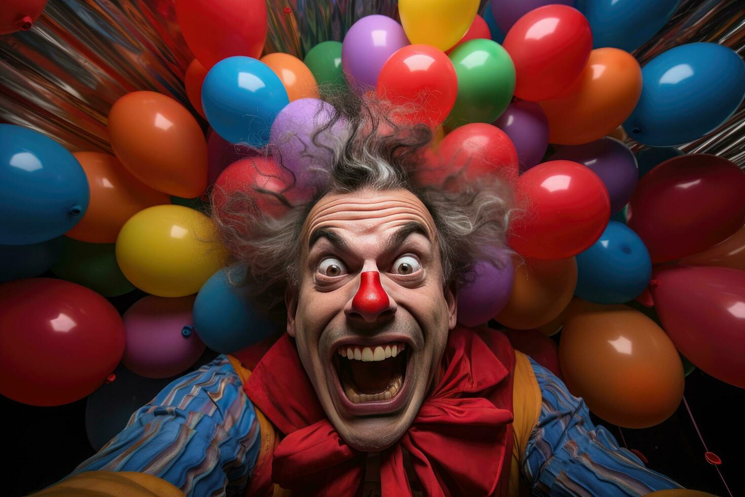 colorful clown Illustration of a happy clown playing with balloons at a children's birthday party. photo