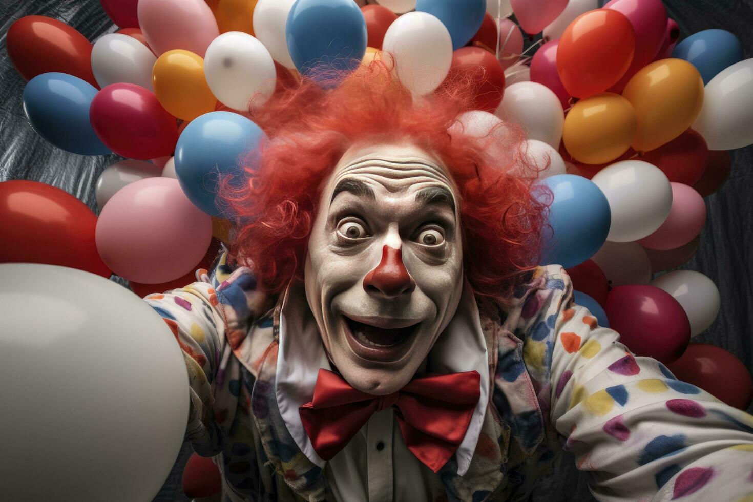 colorful clown Illustration of a happy clown playing with balloons at a children's birthday party. photo