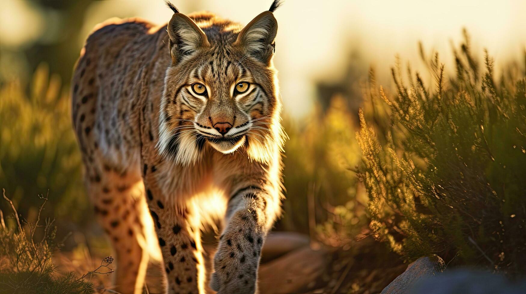 Adult Iberian lynx in a Mediterranean oak forest photo