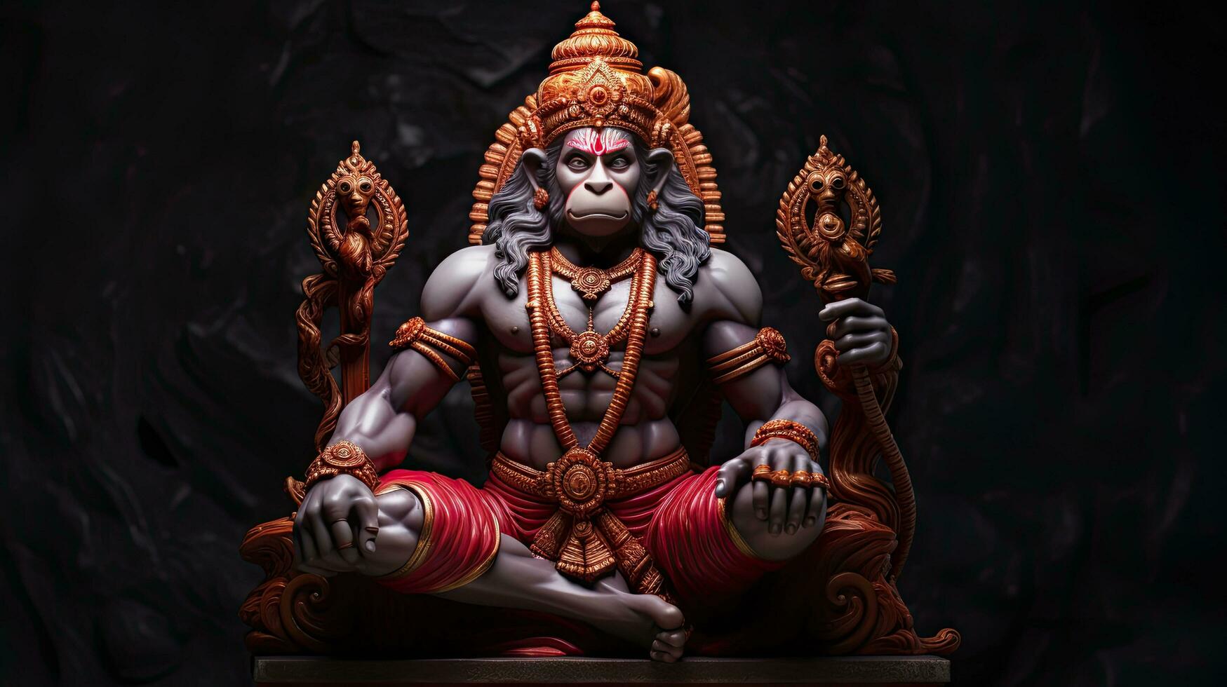 3d ilustración de el indio Dios Hanuman con un floral antecedentes rodeando él. foto