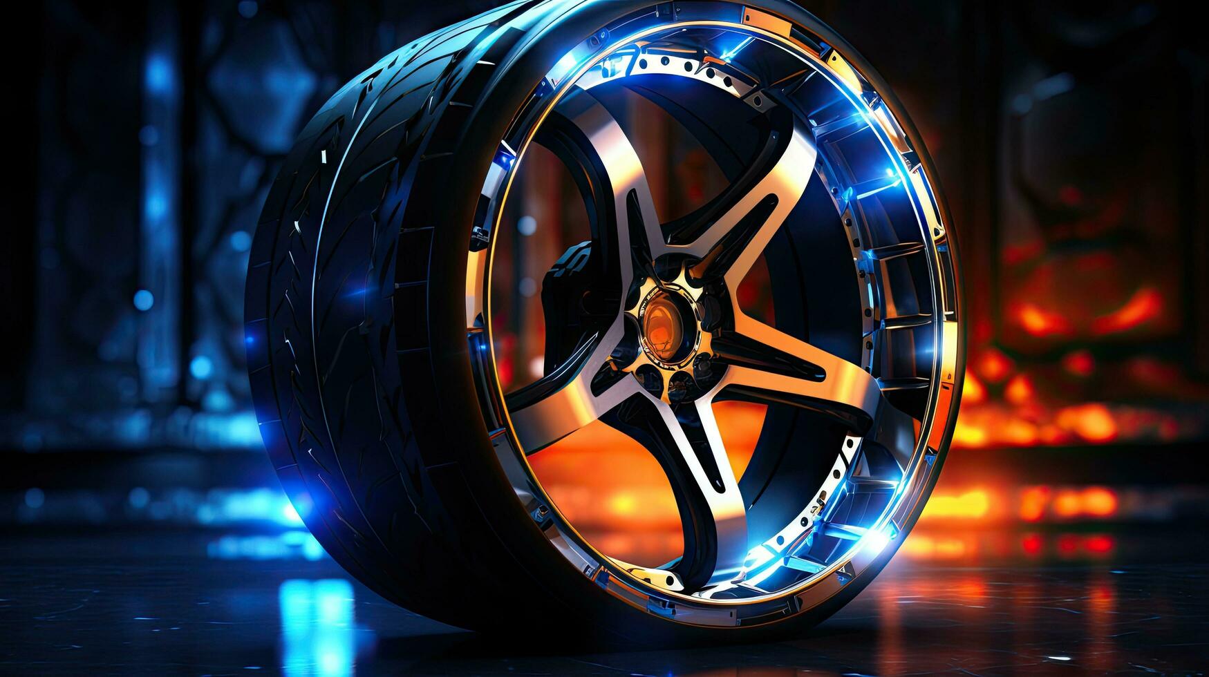 Alloy wheels, alloy wheels or alloy wheels, high performance car parts in car showrooms photo