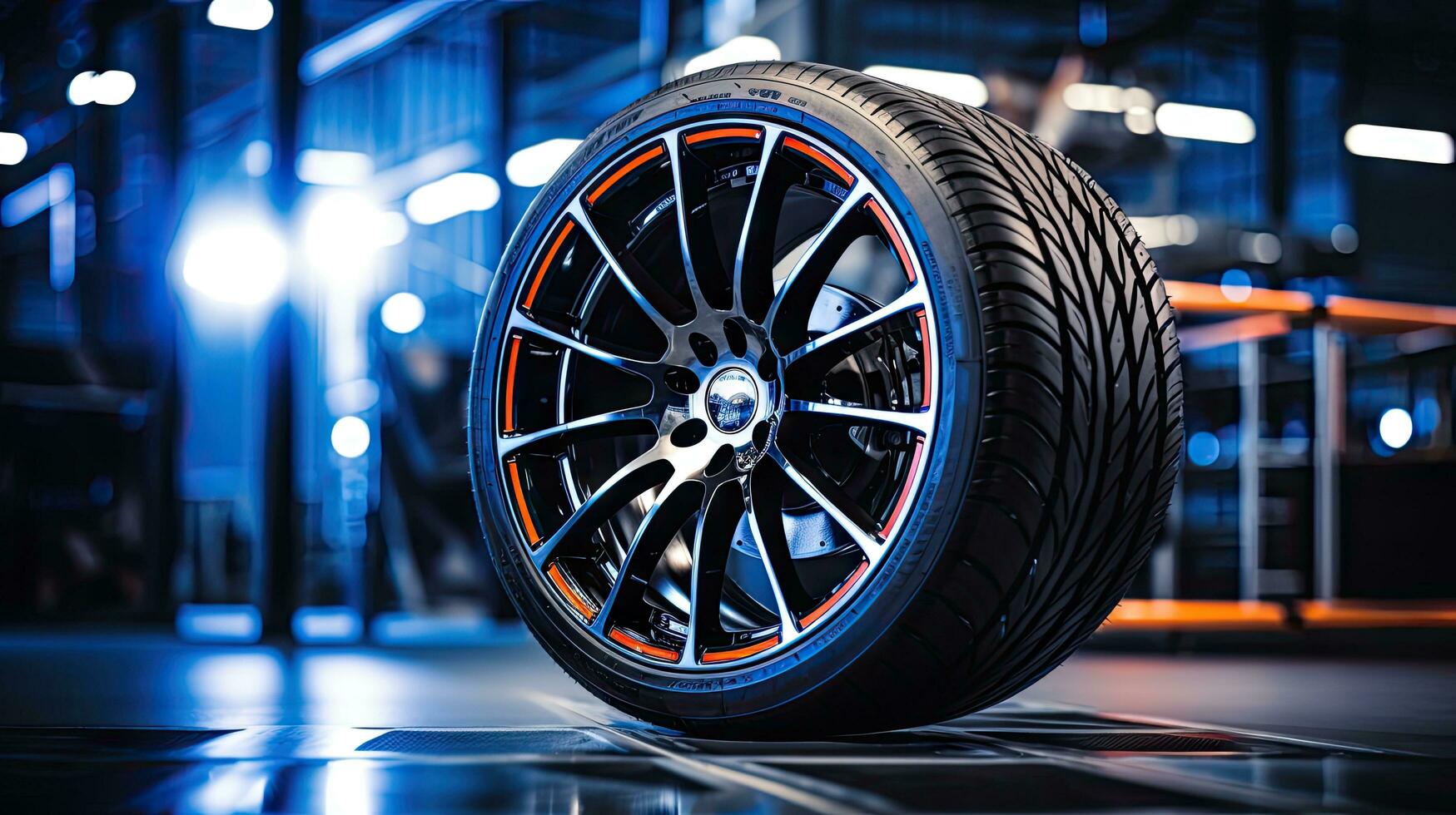 Alloy wheels, alloy wheels or alloy wheels, high performance car parts in car showrooms photo