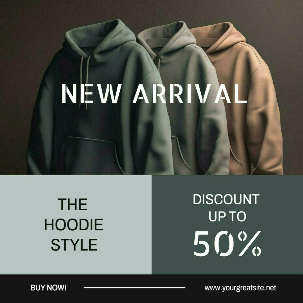 Green Minimalist Tile New Arrival Hoodie LinkedIn Post template