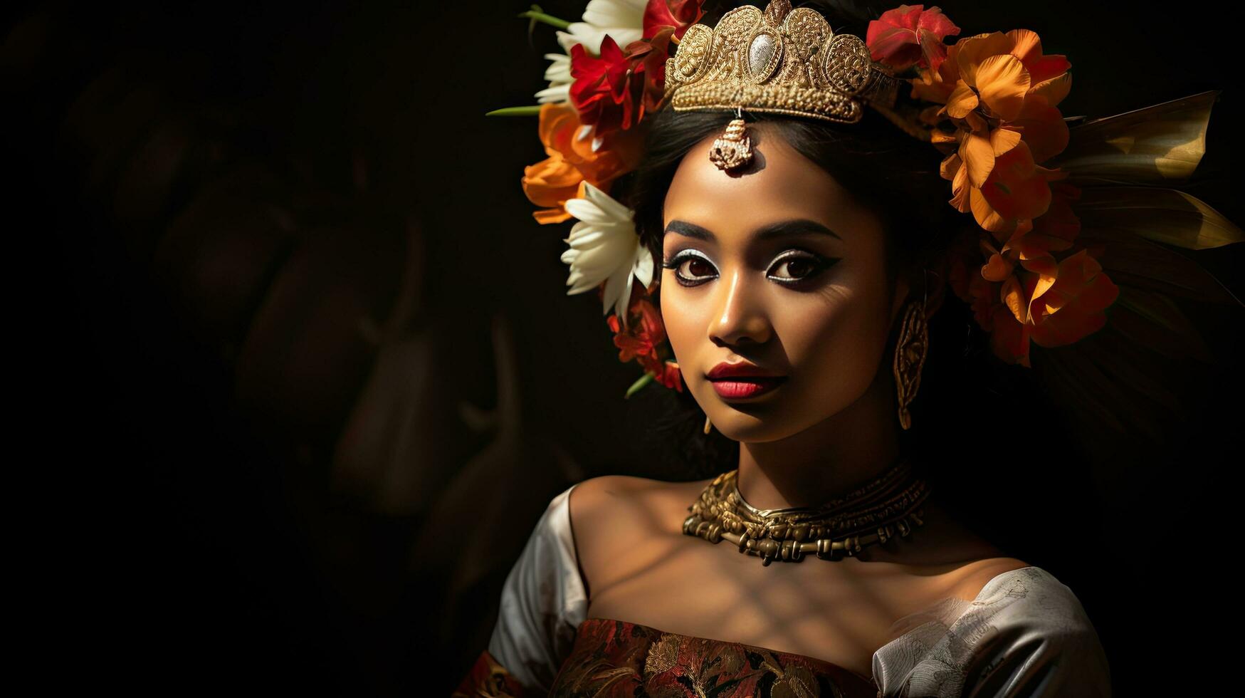 Beautiful young Balinese woman in traditional clothing photo