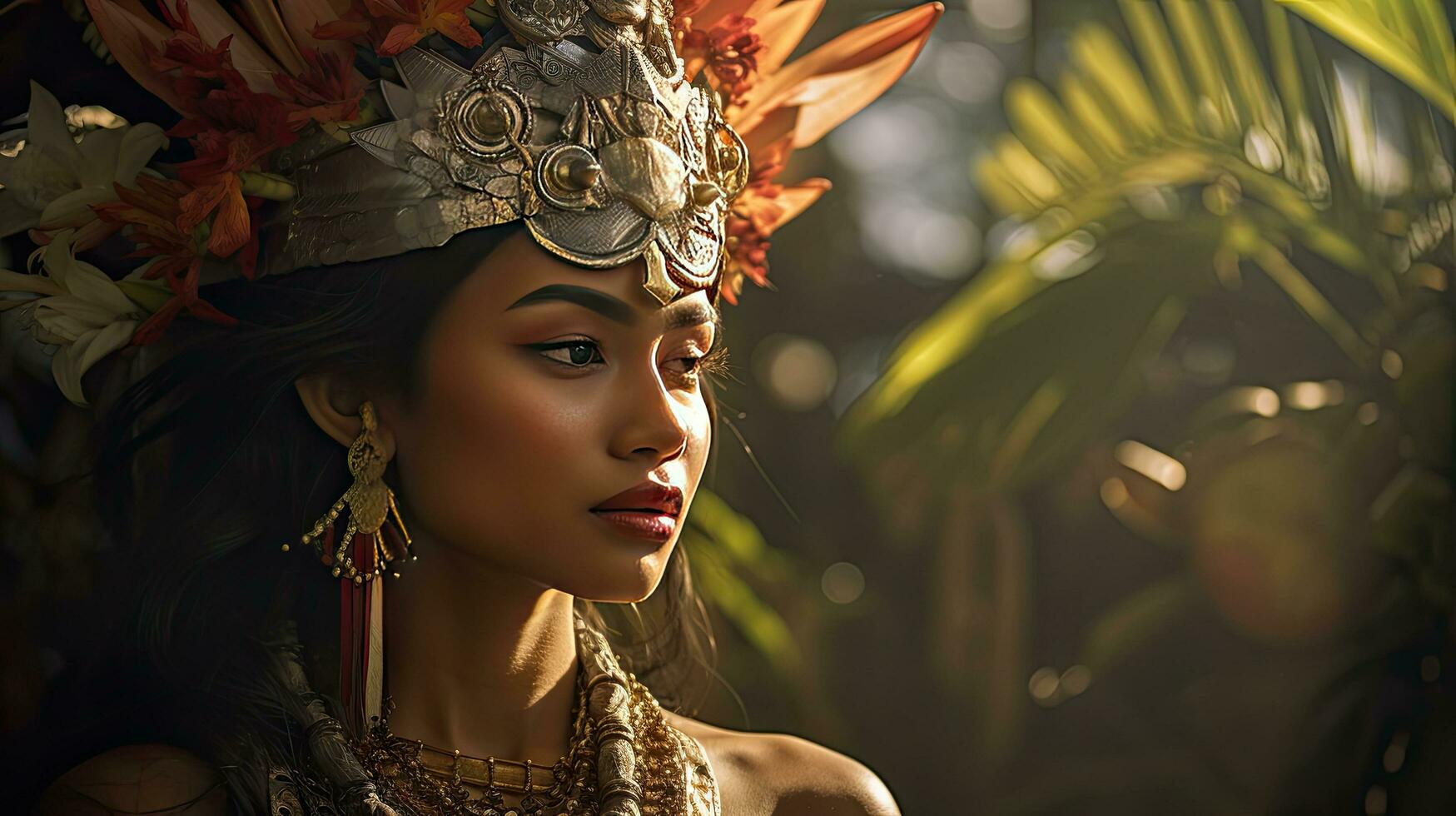 Beautiful young Balinese woman in traditional clothing photo