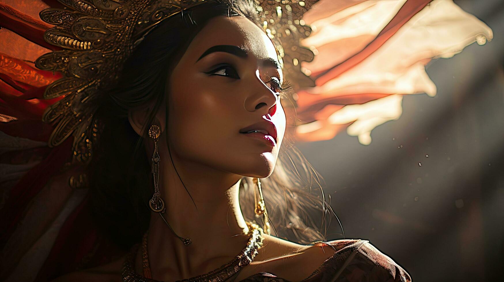 Beautiful young Balinese woman in traditional clothing photo