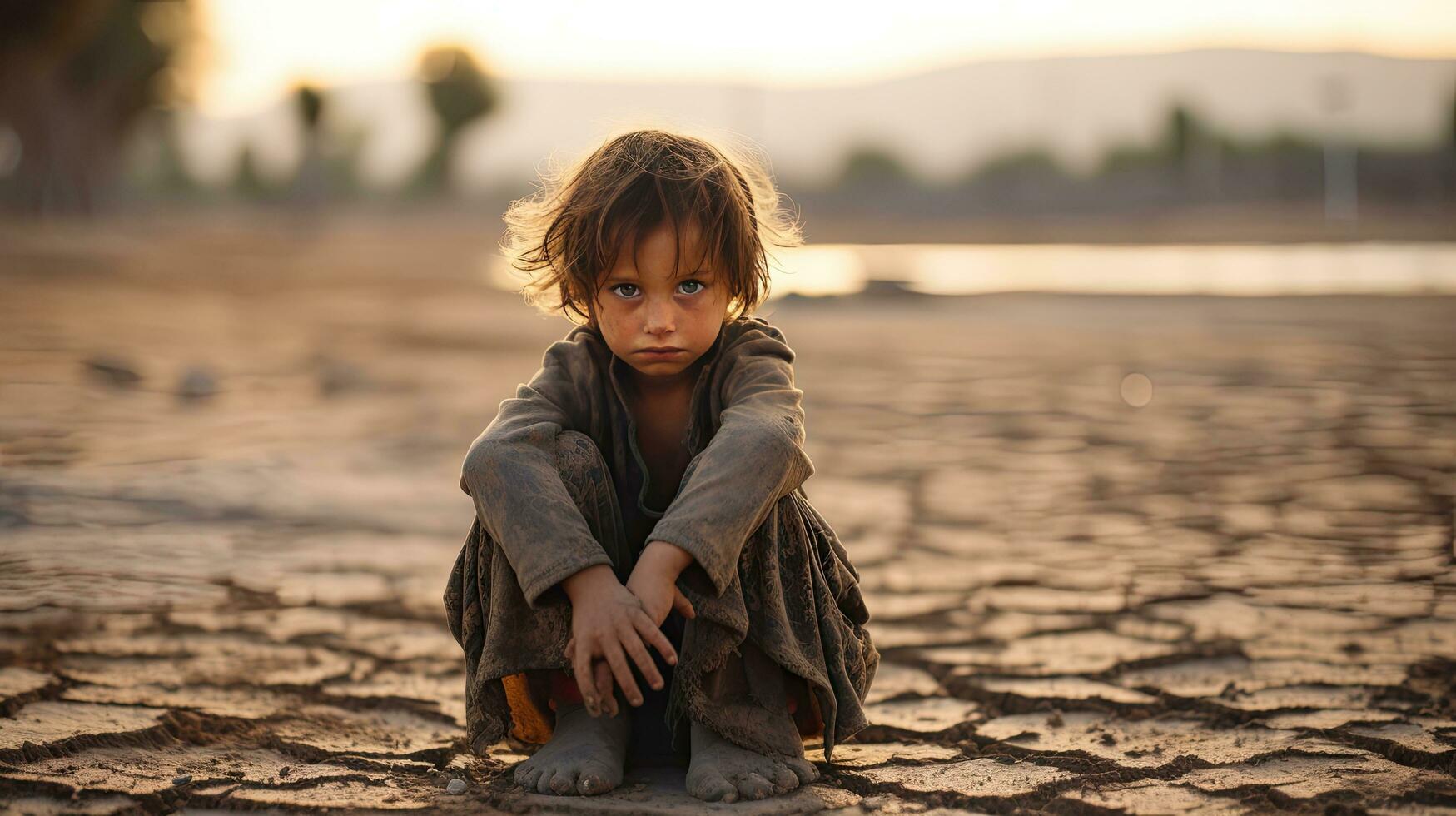 asiático niños vivo en pobreza y sequía foto