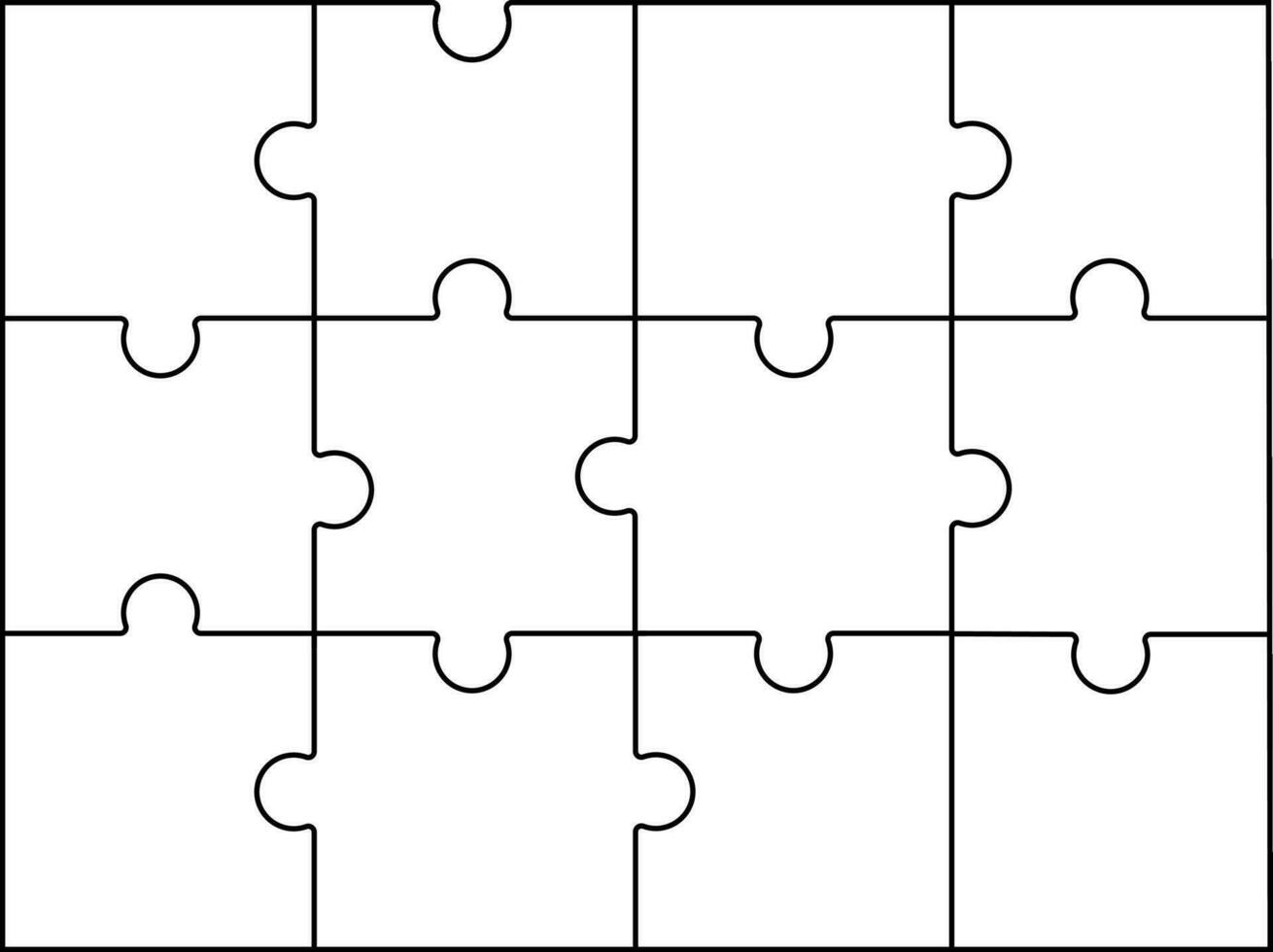 Vector jigsaw puzzle, Blank jigsaw puzzle fame template, This template provides a versatile foundation for your design projects, offering a seamless and customizable jigsaw game