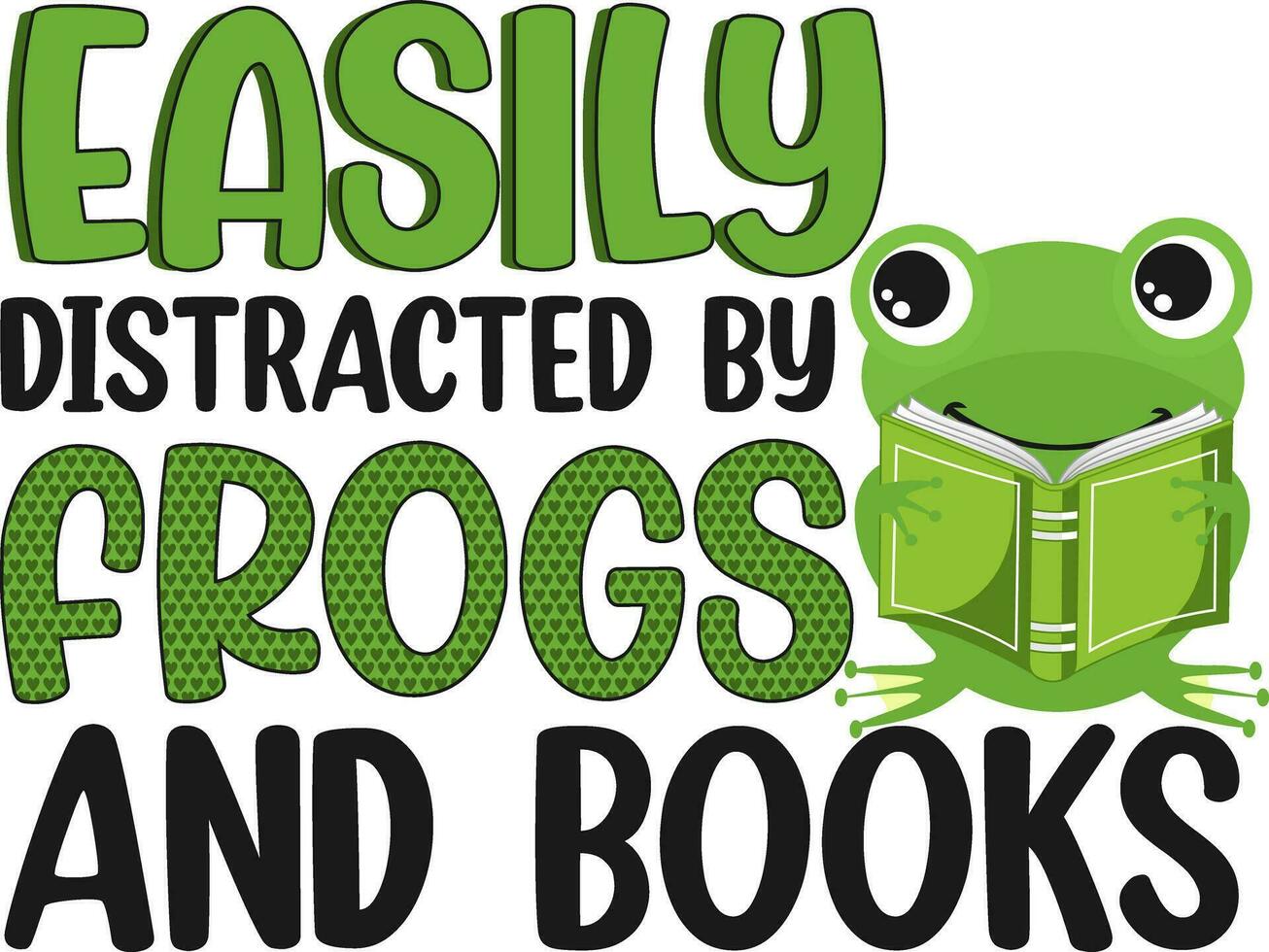 Easily Distracted By Frogs And Books vector