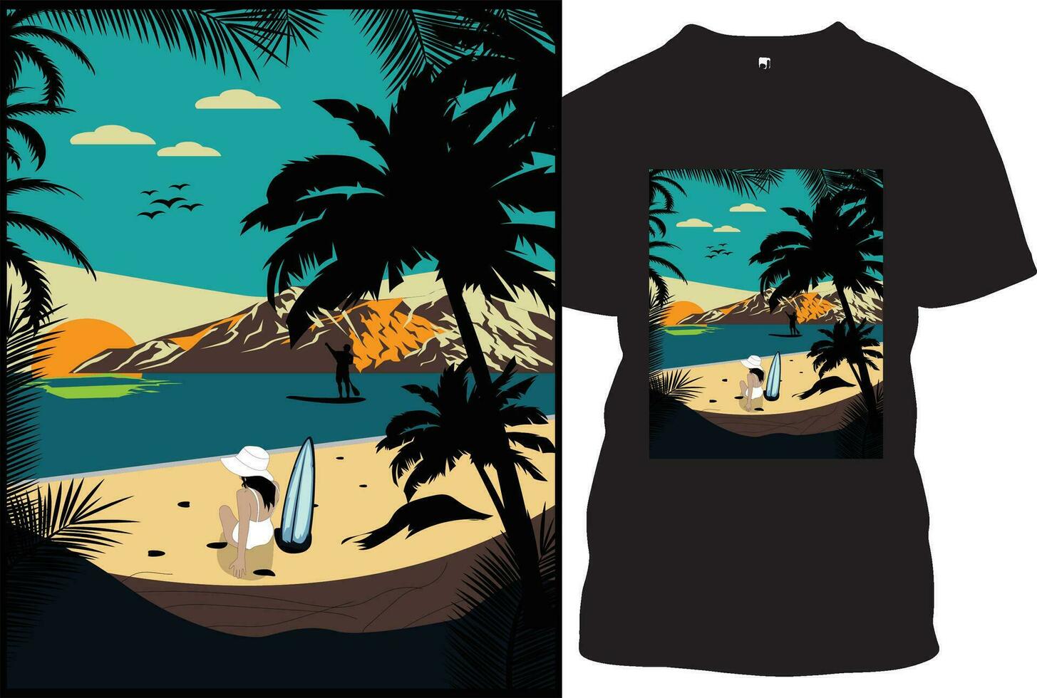 verano t camisa diseño vector