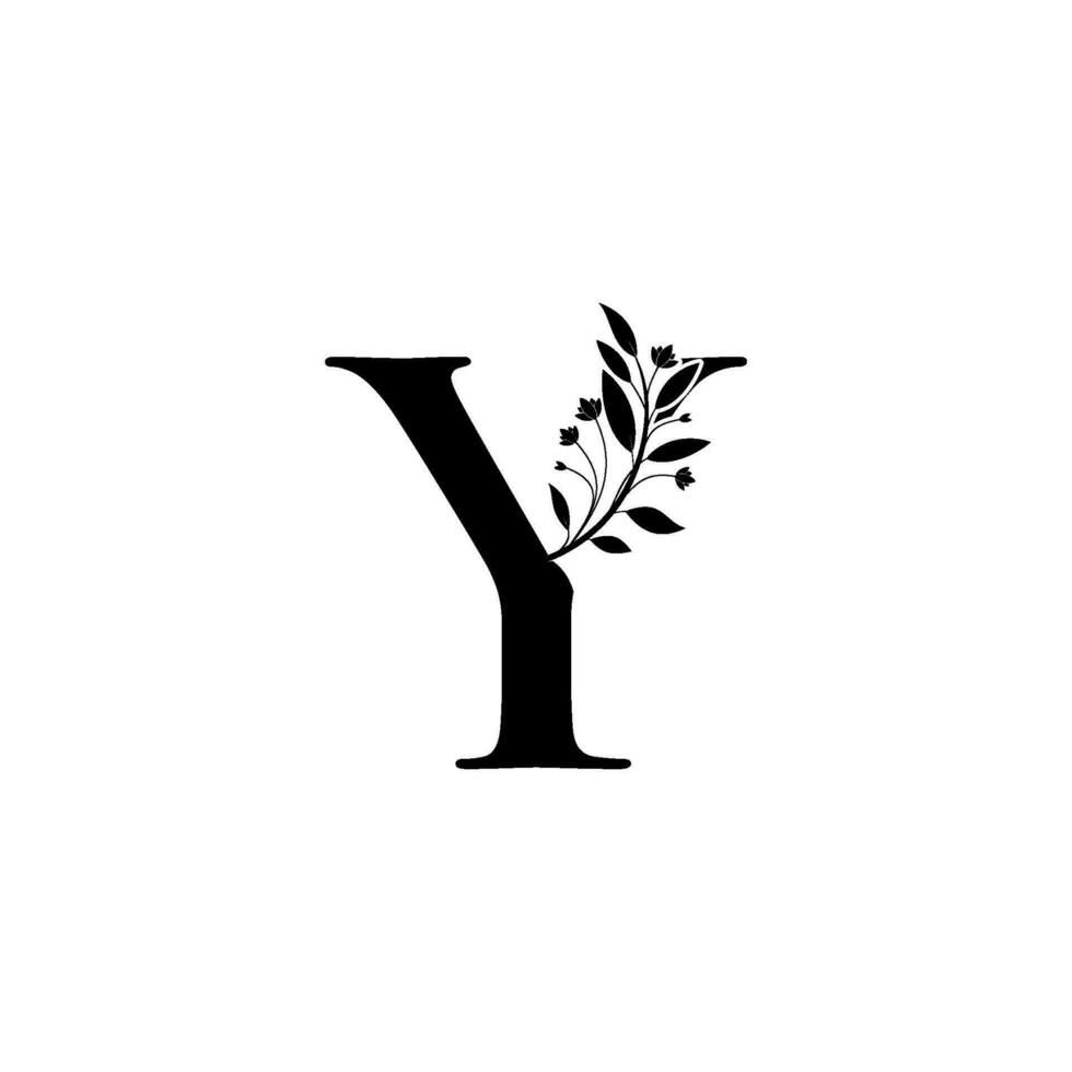 Floral letter Y logo Icon, Luxury alphabet font initial design isolated vector