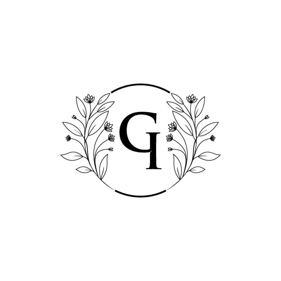 Floral letter G, Ilogo Icon, Luxury alphabet font initial design isolated vector