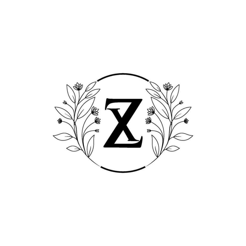 floral letra z, X logo icono, lujo alfabeto fuente inicial diseño aislado vector