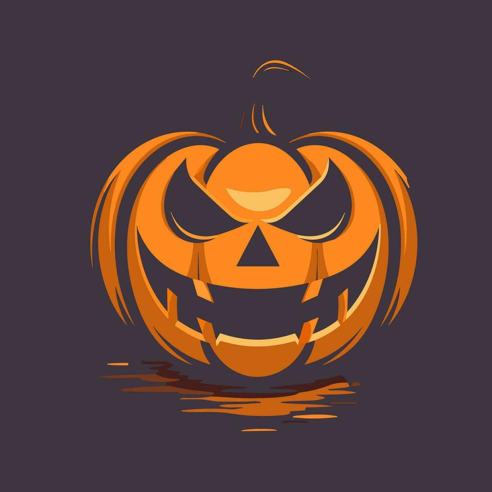 Orange carved pumpkin with smile for your design for the holiday Halloween. Vector illustration.