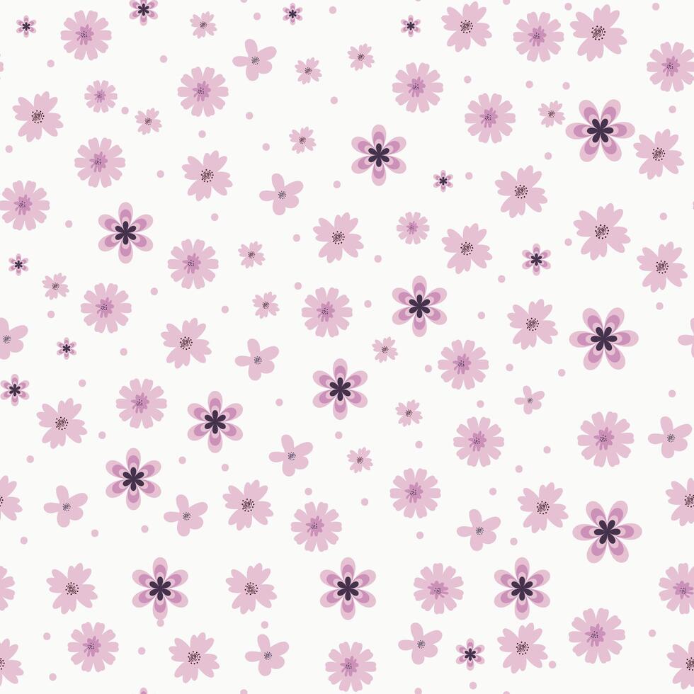Seamless vintage floral pattern with flower. Trend print for textiles and wallpaper on isolated white background. vector