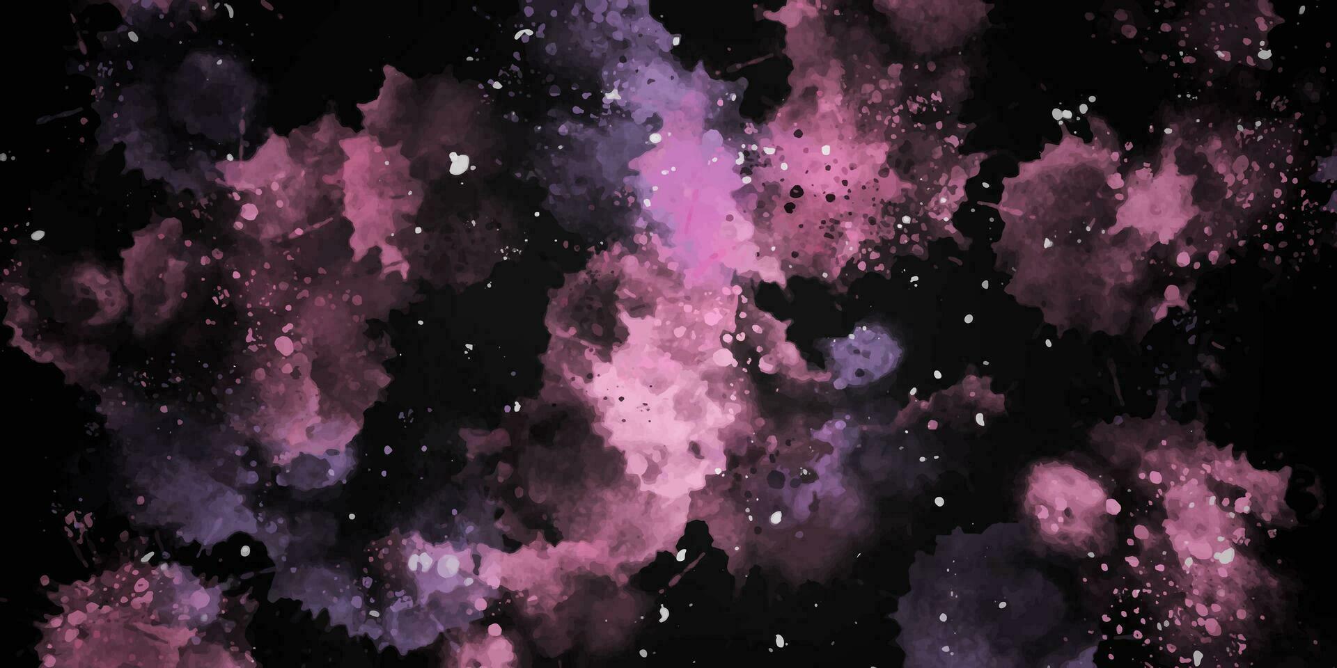 Abstract dark background. Watercolor splashes, drops. Pink and purple tones vector