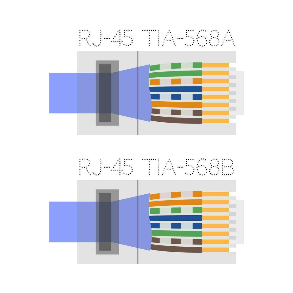 Types of Registered Jack, RJ-45, Standardized Telecommunication Network Interface vector