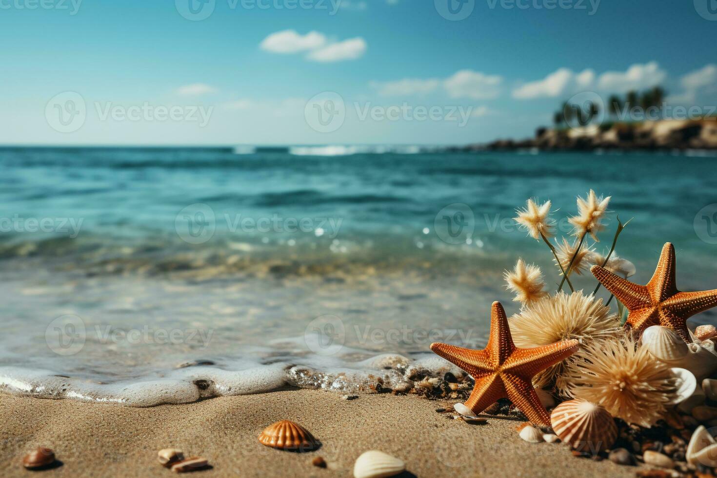 Summer background with copy space. AI generative photo