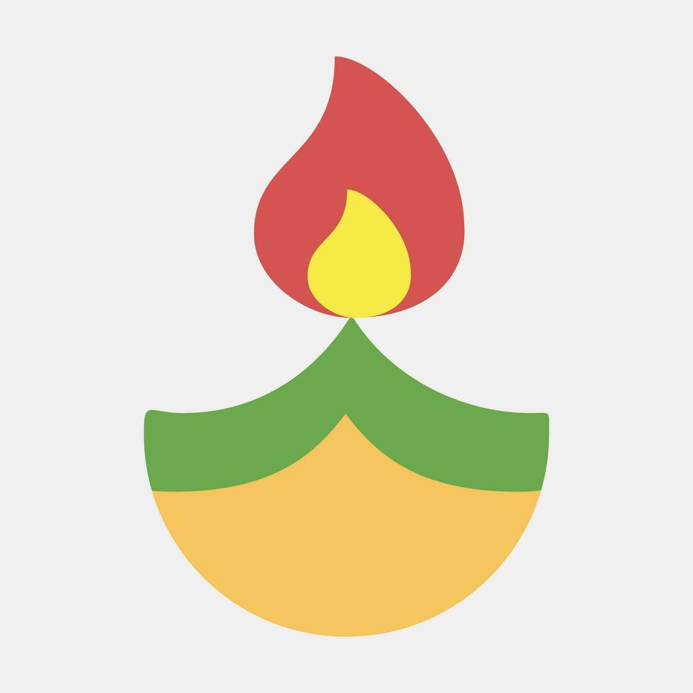 icono fuego lámpara. diwali celebracion elementos. íconos en plano estilo. bueno para huellas dactilares, carteles, logo, decoración, infografía, etc. vector