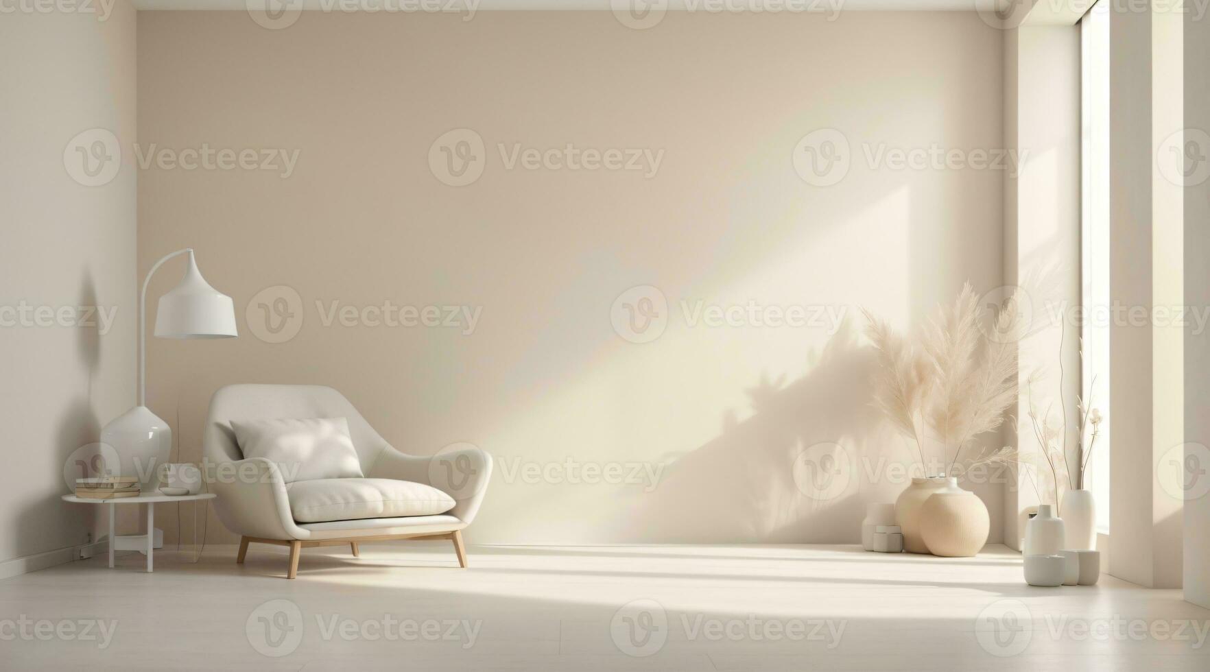 minimalista vacío habitación con calentar tono foto