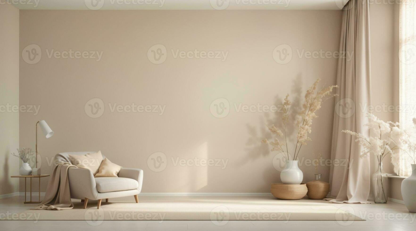 minimalist empty room with warm tone photo